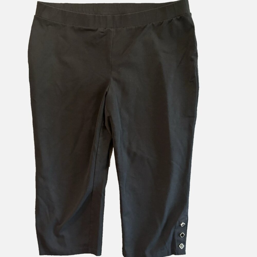 Susan Graver Weekend Premium Stretch Straight Leg Bermuda Shorts Black PL